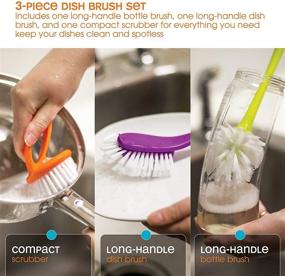 img 2 attached to 🧽 Casabella Loop 3-Piece Dish Brush Set: Convenient Cleaning Solution - 15519AZ