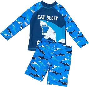 img 4 attached to 🦕 Dive into Fun: 2 Piece Dinosaur Swimsuit for Toddler Swimming Boys' Clothing