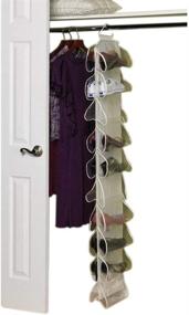 img 1 attached to 👟 Optimize Closet Space with Household Essentials 311390 Hanging Shoe Storage Organizer - 20 Pocketed Natural Canvas Design