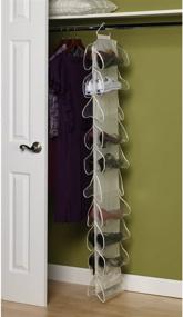 img 3 attached to 👟 Optimize Closet Space with Household Essentials 311390 Hanging Shoe Storage Organizer - 20 Pocketed Natural Canvas Design