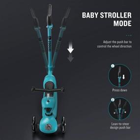 img 3 attached to 🛴 COOGHI 3-in-1 Toddler Scooter with Flashing Wheels, Adjustable Parent Push Bar, Seat, and Handlebar - Ages 1-5