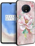 🌸 чехол eouine для oneplus 7t: 3d рельефный силиконовый чехол с черным тиснением цветочного узора - тонкий прочный защитный чехол для телефона (розовый цветок) логотип