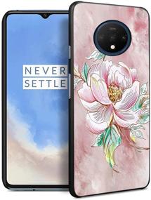 img 4 attached to 🌸 Чехол Eouine для Oneplus 7T: 3D рельефный силиконовый чехол с черным тиснением цветочного узора - тонкий прочный защитный чехол для телефона (розовый цветок)