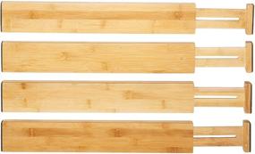 img 4 attached to 🗄️ Chef Ready Tools Bamboo Drawer Dividers: Expandable Organizer with Eva Foam Edges - Adjustable for Kitchen, Bedroom, Bath (4 Pack)