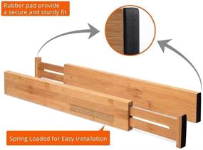 img 3 attached to 🗄️ Chef Ready Tools Bamboo Drawer Dividers: Expandable Organizer with Eva Foam Edges - Adjustable for Kitchen, Bedroom, Bath (4 Pack)