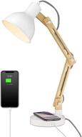 🔌 elyona adjustable wood desk lamp with wireless charging, usb ports & swing arm - perfect for office, dorm, bedroom & living room! логотип