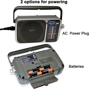 img 2 attached to 📻 Портативное радио с питанием от батареек Panasonic с AM/FM диапазоном, индикатором настройки LED, технологией 5 Core для лучшего звука и приема, компактный размер, в комплекте опция для подключения – включает 4 батарейки АА и салфетку для очистки.