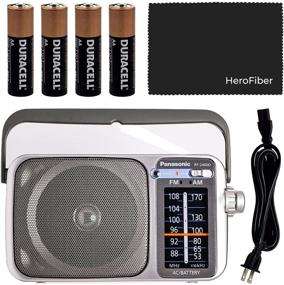 img 4 attached to 📻 Panasonic Portable AM/FM Battery Powered Radio with LED Tuning Indicator, 5 Core Technology for Best Sound and Reception, Compact Size, Plug Option Included – Includes 4 AA Batteries and Cleaning Cloth