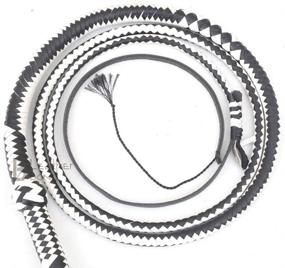 img 3 attached to Premium Cowhide Leather Bullwhip - Genuine 12 Plait, 10-Foot Black & White Whip