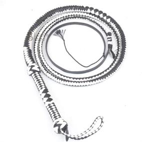 img 4 attached to Premium Cowhide Leather Bullwhip - Genuine 12 Plait, 10-Foot Black & White Whip