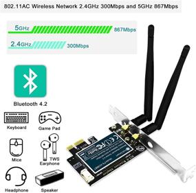 img 2 attached to 🔌 FebSmart FS-AC86BT: Высокоскоростной беспроводной адаптер Wi-Fi с Bluetooth для Windows Server, 7, 8, 8.1, 10 - двухдиапазонный 2,4 ГГц 300 Мбит/с или 5 ГГц 867 Мбит/с - настольный компьютер.