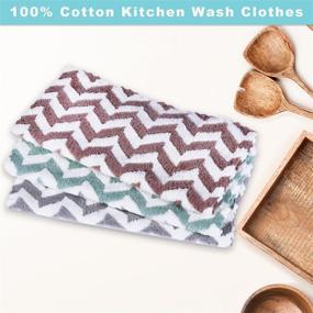 img 3 attached to 12 Pack Kitchen Dishcloths - Nonstick Oil Fast Dish Cloths: Lint-Free, Absorbent Coral Microfiber Cloth for Effortless Cleaning (Gray, Green, Brown)