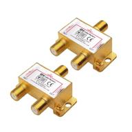🔌 cable matters 2-pack: bi-directional 2.4 ghz 2 way coaxial cable splitter with all port power passing - gold plated and corrosion resistant- ideal for stb tv, antenna, and moca network logo