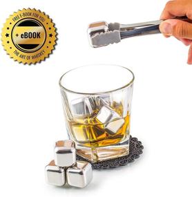 img 1 attached to 🥃 Premium Whiskey Stones Gift Set - Advanced Cooling Tech - Reusable Stainless Steel Ice Cubes - Whiskey Rocks - Whiskey Gifts for Men - Best Man Gift with Coasters + Ice Tongs