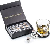 🥃 premium whiskey stones gift set - advanced cooling tech - reusable stainless steel ice cubes - whiskey rocks - whiskey gifts for men - best man gift with coasters + ice tongs logo