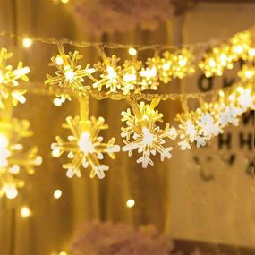 img 3 attached to 🎄 Enhance Your Holiday Décor with 50 LED Christmas Snowflake Lights: 8 Modes, 17 ft String, Battery Operated for Home, Christmas Party, Garden, Xmas Garden Patio, Indoor Outdoor Celebration