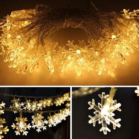 img 2 attached to 🎄 Enhance Your Holiday Décor with 50 LED Christmas Snowflake Lights: 8 Modes, 17 ft String, Battery Operated for Home, Christmas Party, Garden, Xmas Garden Patio, Indoor Outdoor Celebration