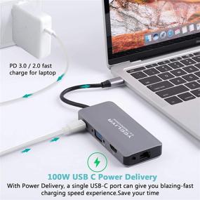 img 2 attached to 🔌 YEELIYA USB C Hub Adapter for MacBook Pro - 9-in-1 Multiport Dongle with USB C to Vga, HDMI-Compatible Port, USB 3.0, SD/TF, 3.5mm Audio, PD - Ideal for MacPro, MacBook Air, iPad Pro