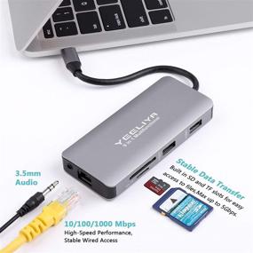 img 1 attached to 🔌 YEELIYA USB C Hub Adapter for MacBook Pro - 9-in-1 Multiport Dongle with USB C to Vga, HDMI-Compatible Port, USB 3.0, SD/TF, 3.5mm Audio, PD - Ideal for MacPro, MacBook Air, iPad Pro