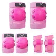 🛹 child's protective gear set with soft knee pads, elbow pads, wrist guards for skating, cycling, rollerblading, scooter - suitable for boys and girls (pink ball, size m) logo