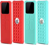 📱 protective silicone remote case for apple tv 4k 5th / 4th gen - lightweight, anti slip, shock proof (cyan and red) - 2 pack logo