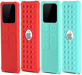 img 4 attached to 📱 Protective Silicone Remote Case for Apple TV 4K 5th / 4th Gen - Lightweight, Anti Slip, Shock Proof (Cyan and Red) - 2 Pack