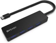 💻byeasy usb c hub - 4 порта usb 3.0, совместим с macbook pro 2018 2017 imac, google pixelbook, xps, samsung s9, s8 и другие устройства usb type c (черный) логотип