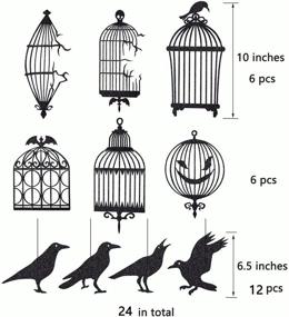 img 3 attached to 🦇 Glitter Black Crow Cage Streamer Set - Halloween Party Decoration Bird Banner Garland for Haunting Costumes, Bridal Showers, Birthdays, and More!