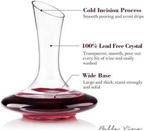 img 2 attached to 🍷 Premium Crystal Glass Red Wine Decanter by Bella Vino - Enhances Wine Flavor by Subduing Tannins - Stylish Table Centerpiece - Elegant and Efficient - Crafted with 100% Lead-Free Materials - Ideal for Port Wines