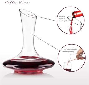 img 1 attached to 🍷 Premium Crystal Glass Red Wine Decanter by Bella Vino - Enhances Wine Flavor by Subduing Tannins - Stylish Table Centerpiece - Elegant and Efficient - Crafted with 100% Lead-Free Materials - Ideal for Port Wines