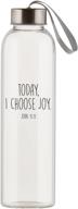 💧 stay hydrated on the go: today choose joy clear 21 ounce glass travel water bottle with screw-top lid логотип