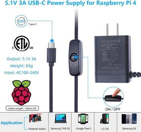 img 2 attached to Смра́за Совме́стимый с Блоком Пита́ния для Raspberry Pi 4: Зарядное Устро́йство USB-C 5.1V 3A с Переключа́телем Вклю́чения/Выклю́чения и Поворо́тным Разво́ротом на 60 граду́сов - Идеа́льно подходи́т для Raspberry Pi 4 Моде́ли В 1ГБ / 2ГБ / 4ГБ / 8ГБ Ве́рсии