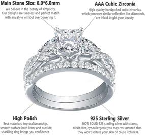 img 1 attached to NewShe 1.7ct Princess Pear White AAAAA CZ 925 Sterling Silver Engagement Wedding Ring Set - Sizes 4-13