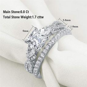 img 3 attached to NewShe 1.7ct Princess Pear White AAAAA CZ 925 Sterling Silver Engagement Wedding Ring Set - Sizes 4-13