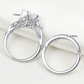 img 2 attached to NewShe 1.7ct Princess Pear White AAAAA CZ 925 Sterling Silver Engagement Wedding Ring Set - Sizes 4-13