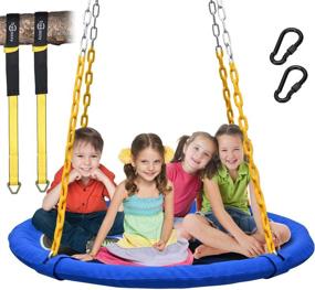 img 4 attached to 🌳 Trekassy 1000lbs 40-Inch Saucer Tree Swing for Kids and Adults with Heavy-Duty Chains, Textilene Wear-Resistant Surface, and 2pcs 10ft Tree Hanging Straps