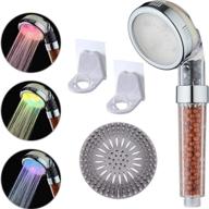 cytheria led shower head with water filter: save water, promote healthier skin and hair, 3 color changing lights, includes shower gel and shampoo holder, bathtub drain hair catcher - ideal for bathroom showers logo