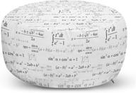 🧪 lunarable science ottoman pouf - math geometry science formulas chalk board style image - decorative soft foot rest with removable cover for living room and bedroom - black and white logo