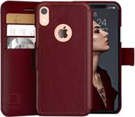 🔖 lupa iphone xr case wallet: card holder, unisex design, faux leather flip case, folio style, burgundy logo