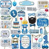 🎉 memorable moments made easy: boy 1st birthday photo booth props kit with sign - 41 pieces by outside the booth logo