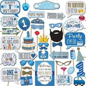 img 4 attached to 🎉 Memorable Moments Made Easy: Boy 1st Birthday Photo Booth Props Kit with Sign - 41 Pieces by Outside The Booth