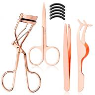 💖 arroyner 4-piece eyelash tool set: fake lash applicator, lash curlers, eyebrow scissors (rose gold) logo