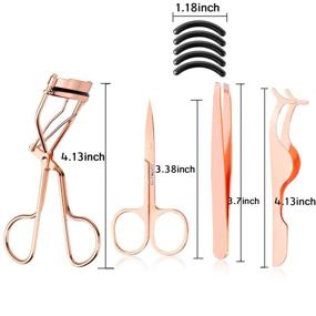 img 3 attached to 💖 Arroyner 4-Piece Eyelash Tool Set: Fake Lash Applicator, Lash Curlers, Eyebrow Scissors (Rose Gold)