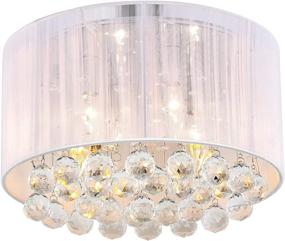 img 2 attached to 💎 Stunning 12 in Flush Mount Chandelier: 4-Light Crystal Ceiling Light with Cylinder Net Shade – Ideal for Bedroom, Hallway, and Kitchen (Bulb not Included)