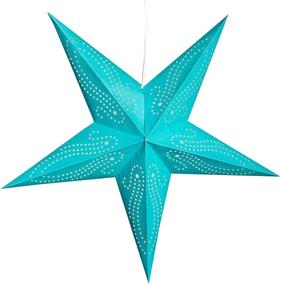 img 3 attached to 🌴 Vibrant Caribbean Teal Paper Star Lantern: 12ft Power Cord Included