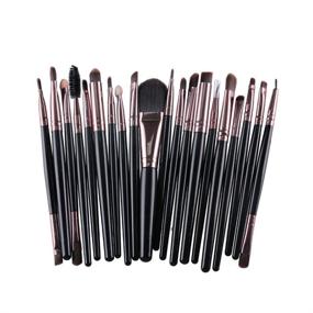 img 4 attached to 💄 AMarkUp Professional Makeup Brush Set - 20 Pcs for Powder, Foundation, Eyeshadow, Eyeliner, Lip - Clearance Cosmetics Brush Pack (Black+Coffee)