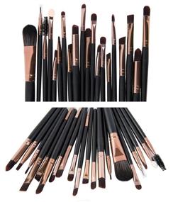 img 3 attached to 💄 AMarkUp Professional Makeup Brush Set - 20 Pcs for Powder, Foundation, Eyeshadow, Eyeliner, Lip - Clearance Cosmetics Brush Pack (Black+Coffee)