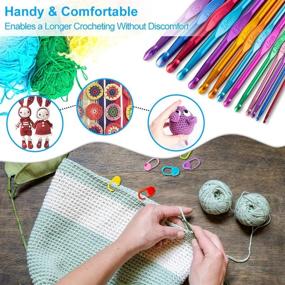 img 3 attached to 🧶 Vodiye 37 PCS Crochet Hooks Set: Ergonomic Aluminum Handles for Arthritic Hands, Complete with Stitch Markers and Large-Eye Blunt Needles