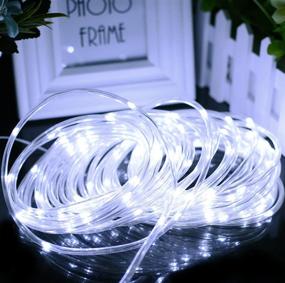 img 2 attached to 🌞 Aluvee Solar Rope String Light: Outdoor Waterproof Christmas Lamp for Garden Decoration, Weddings, and Parties - 33ft/100LED, White + PVC Tube