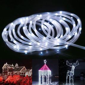 img 1 attached to 🌞 Aluvee Solar Rope String Light: Outdoor Waterproof Christmas Lamp for Garden Decoration, Weddings, and Parties - 33ft/100LED, White + PVC Tube